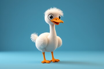 arafed white bird with a big beak and a big smile