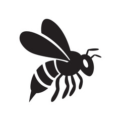 Bee silhouette. vector illustration. on white background.