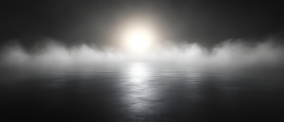 Fototapeta premium Foggy landscape with bright light.