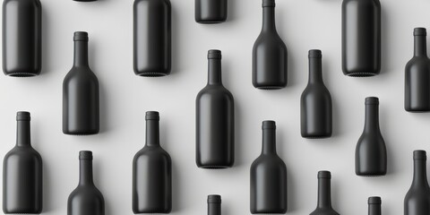 A Close-Up View of Multiple Black Wine Bottles Arranged in a Neat, Uniform Pattern for Secure Transportation and Storage