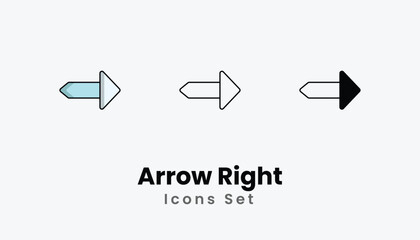 Fototapeta premium Arrow Right Icons thin line and glyph vector icon stock illustration