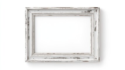 Empty antique white picture frame.
