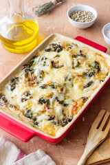 Broccoli and cheese casserole. Healthy eating. Vegetarian food.