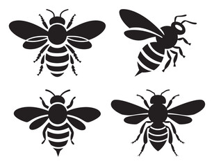 Bee silhouette. vector illustration. on white background.