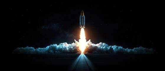 Rocket launch into the cosmos.