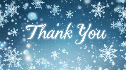 A beautiful thank you banner showcases a heartfelt message surrounded by delicate snowflakes. Perfect for winter-themed celebrations and expressions of gratitude