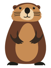 Groundhog Standing Flat Vector Illustration