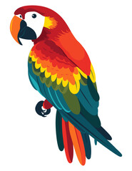 Colorful Parrot. Flat Vector Illustration
