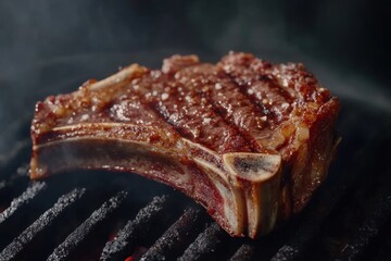 Juicy ribeye steak sizzling on the grill, perfect for meat lovers' gatherings.