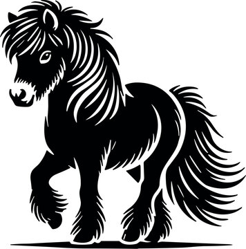 recommend clip art: Shetland Pony vector black silhouette cricut design for T-shirt
