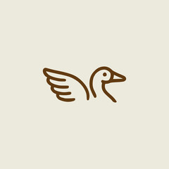 goose animal farm line logo vector illustration template design