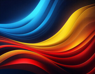 Abstract background yellow blue red color flow grainy wave dark noise texture cover header
