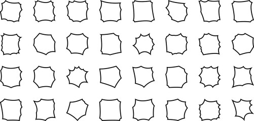 ギザギザの吹き出し　白黒　 Speech bubble.bubble burst vector icon.Black bursting star shapes.
