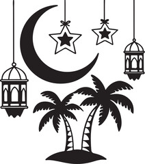 Ramadan Eid design icon set 