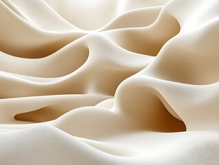 Obraz premium Abstract beige fabric waves, soft folds and curves.