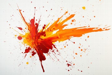 Abstract Red and Orange Paint Explosion on White Background - Dynamic Artistic Texture