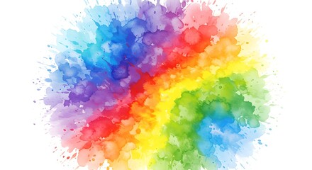 Obraz premium A watercolor splash pattern in vibrant rainbow colors
