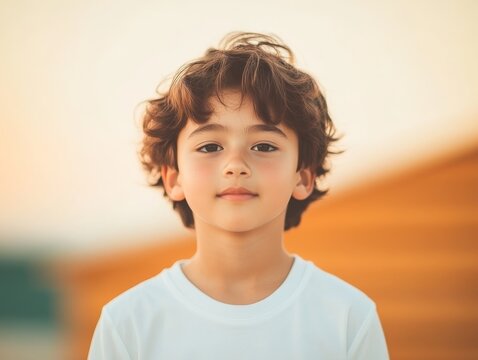 Portrait of a Young Boy with Curly Hair