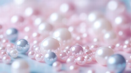 Fototapeta premium Dreamy Pastel Pink and Blue Pearls Background Soft Focus, Elegant Texture for Design
