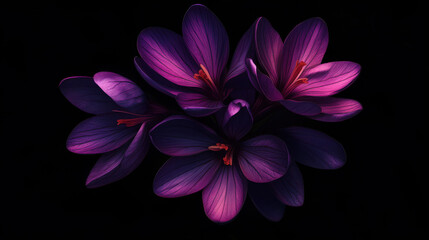Vibrant purple flowers on a dark background.
