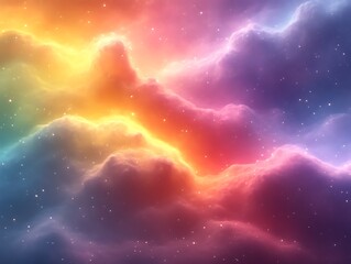 Obraz premium Colorful cosmic nebula with glowing clouds and stars.