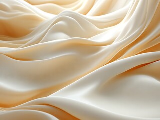 Obraz premium Draped beige silk fabric with soft waves and folds.