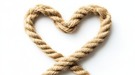 Obraz premium Red rope with a heart shaped knot isolated on white background