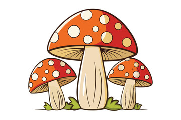 A vibrant red Amanita Muscaria toadstool with white spots stands tall amongst lush green grass in an autumnal forest, a captivating illustration of this poisonous fungus