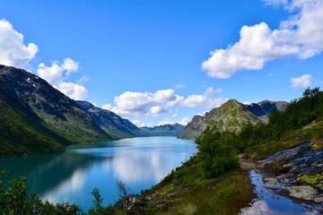 lake and mountains