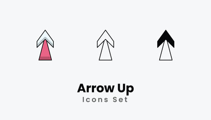 Arrow Up Icons thin line and glyph vector icon stock illustration