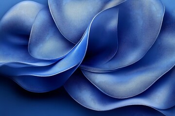 Abstract blue flowing fabric textile waves.