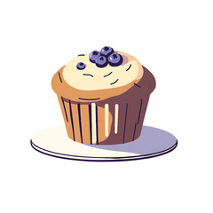 fluffy cupcake with a blueberry on top