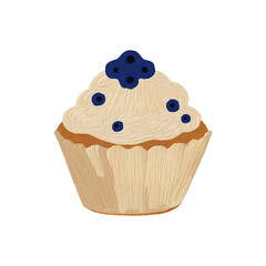 fluffy cupcake with a blueberry on top
