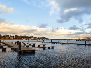 View of the Warnow river in the northern German Hanseatic city of Rostock
