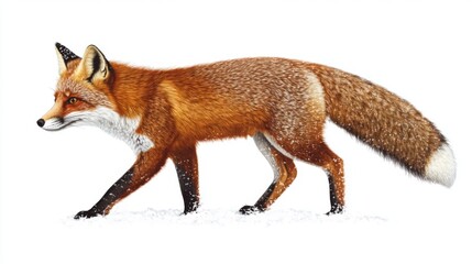 Fototapeta premium Majestic Red Fox Strolling Through Winter Wonderland