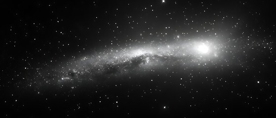 Obraz premium Monochromatic image of a spiral galaxy against a backdrop of stars.