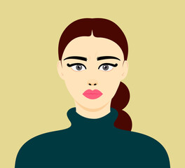 sad woman portrait, illustration of woman with anxiety and depression, vector illustration	