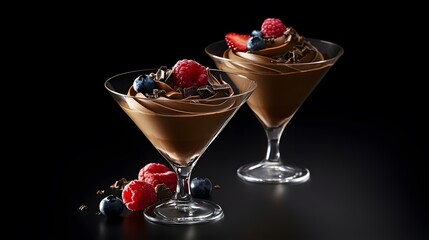 Indulge in a Luxurious Chocolate Mousse with Fresh Berries and Elegant Presentation