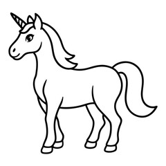 Cute Silhouette of a Unicorn line art vector cartoon illustration