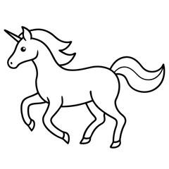Cute Silhouette of a Unicorn line art vector cartoon illustration