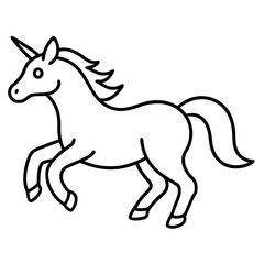 Cute Silhouette of a Unicorn line art vector cartoon illustration