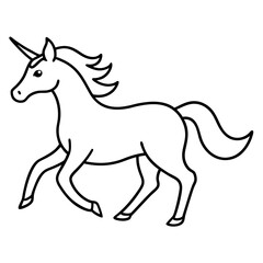 Cute Silhouette of a Unicorn line art vector cartoon illustration