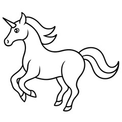 Cute Silhouette of a Unicorn line art vector cartoon illustration
