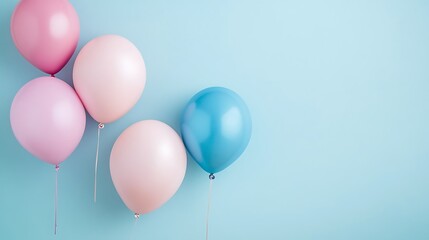 Pastel Balloons Float Against A Light Blue Background