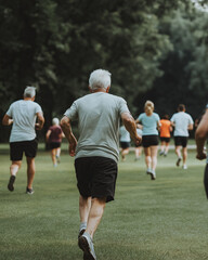Fototapeta premium older man jogging in the park 