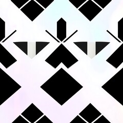 Geometric Abstract Pattern: A mesmerizing seamless pattern with bold, black geometric shapes against a soft, iridescent backdrop. This design evokes a sense of contemporary style and sophistication.