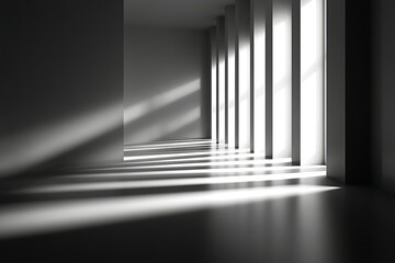 Sunlight streams through windows in a minimalist hallway.