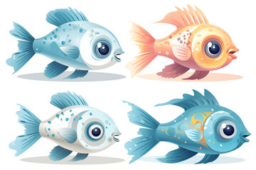 Naklejka premium Adorable cartoon fish with unique patterns and vibrant colors