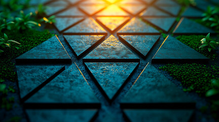 green abstract low poly triangle field creates a mesmerizing polygonal technology background, offering a visually stunning 3D render that captivates imagination with its intricate and futuristic desig