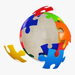 Creative puzzle globe representing global unity and diversity